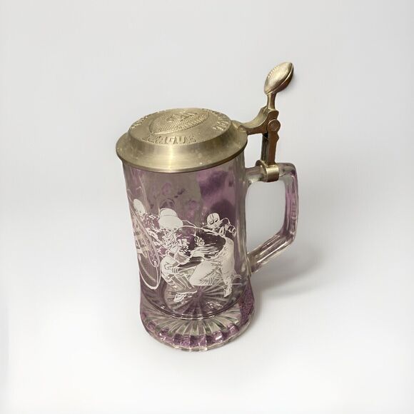 NFL Glass Etched Lidded Beer‎ Stein Made In Germany National Football League - Picture 2 of 7